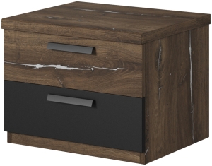 Нощно шкафче Сигма с 2 чекмеджета дъб флагстаф със сребриста нишка и черен мат