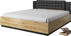 Спален комплект Сигма с легло с повдигащ механизъм дъб артизан и черен мат
