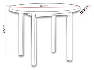 Трапезна маса Поли 2 с ПДЧ плот с диаметър 100 см и избор на цвят