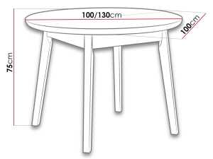 Трапезна разтегателна маса Осло 4 с МДФ плот с диаметър 100-130 см и избор на цвят