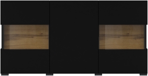 Скрин Ава с 3 врати стоящ или за стенен монтаж черен оникс и дъб вотан