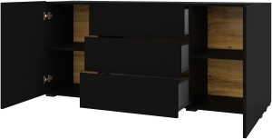 Скрин Ава с 2 врати и 3 чекмеджета стоящ или за стенен монтаж черен оникс