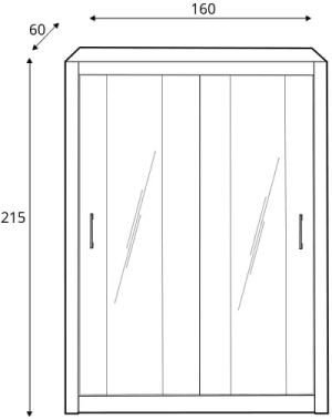Гардероб Дука с 2 плъзгащи врати и огледало с дължина 160 см антрацит