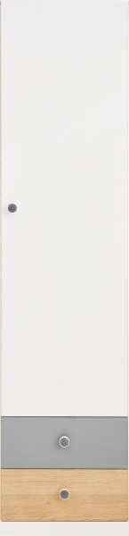 Регал Пиксел с 1 врата и 2 чекмеджета дъб бискит, бял мат и сив