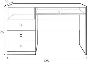 Бюро Пиксел с 3 чекмеджета и 3 ниши дъб бискит, бял мат и сив