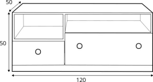 ТВ шкаф Пиксел с 2 чекмеджета и 2 ниши дъб бискит, бял мат и сив