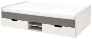 Единично легло Ремо с 2 чекмеджета и 2 ниши за матрак с размер 120/200 см бял мат, бял дъб уилтън и антрацит