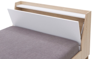 Единично легло Степ с ракла, 2 чекмеджета и 2 ниши  за матрак с размери 120/200 см дъб бискит, бял мат и бетон