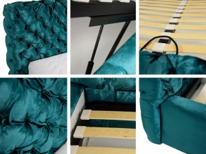 Тапицирано легло Фаро с ракла за съхранение за матрак с размери 120, 140, 160, 180, 200/ 200 см и избор на дамаска