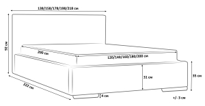 Тапицирано легло Лайф с ракла за съхранение за матрак с размери 120, 140, 160, 180, 200/ 200 см и избор на дамаска