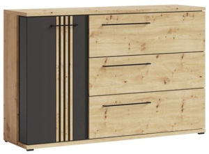 Скрин Молто с 1 врата и 3 чекмеджета дъб артизан и черен мат