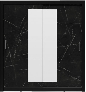 Гардероб Ин Бокс с 2 плъзгащи врати и огледало с дължина 200 см черен мрамор