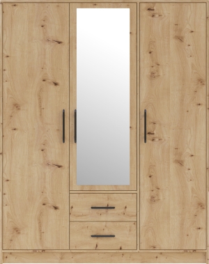 Гардероб Смарт с 3 врати и 2 чекмеджета с огледало с дължина 150 см дъб артизан