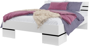 Спален комплект Виола бял гланц с избор на размер на легло и гардероб с 5 врати и огледало с дължина 225 см