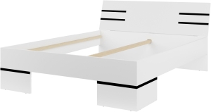 Спален комплект Виола бял гланц с избор на размер на легло и гардероб с 5 врати и огледало с дължина 225 см