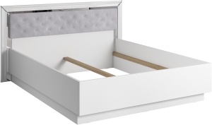 Спален комплект Арно с избор на легло и гардероб с 4 врати и 3 чекмеджета  с дължина 199 см бял гланц и сребристо