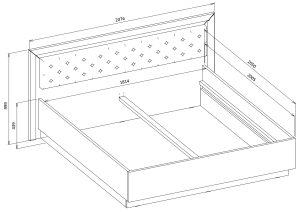 Спален комплект Арно с избор на легло и гардероб с 4 врати и 3 чекмеджета  с дължина 199 см бял гланц и сребристо