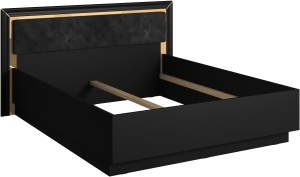 Спален комплект Арно с избор на легло и гардероб с 4 врати и 3 чекмеджета  с дължина 199 см черен мат и златисто
