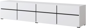ТВ шкаф Крос с 4 клапващи врати и 4 чекмеджета бял и черен мат