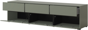 ТВ шкаф Крос с 3 клапващи врати и 3 чекмеджета борово зелено и черен мат