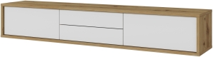 ТВ шкаф Фрида с 2 клапващи врати и 2 чекмеджета стоящ или за стенен монтаж дъб артизан и бял мат