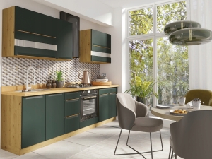 Модулна кухня Гламър зелен мат с избор на цвят на корпус и обков