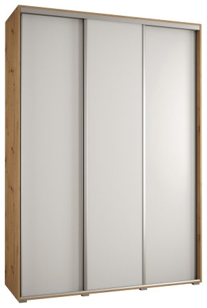 Гардероб Давос 1 с 3 плъзгащи врати с дълбочина 45 см дъб артизан и бял мат с дръжки сребро с дължина 150, 160, 170, 180, 190 или 200 см