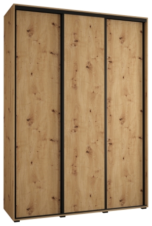 Гардероб Давос 1 с 3 плъзгащи врати с дълбочина 45 см дъб артизан с черни дръжки с дължина 150, 160, 170, 180, 190 или 200 см