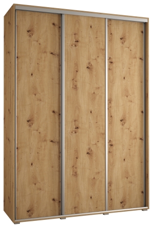 Гардероб Давос 1 с 3 плъзгащи врати с дълбочина 45 см дъб артизан с дръжки сребро с дължина 150, 160, 170, 180, 190 или 200 см