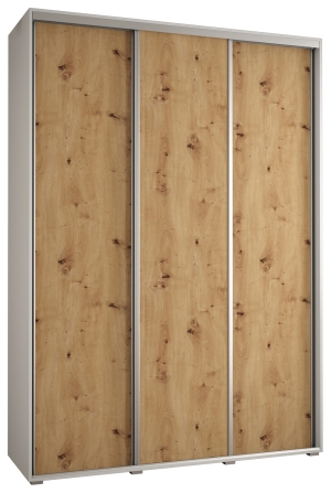 Гардероб Давос 1 с 3 плъзгащи врати с дълбочина 45 см бял мат и дъб артизан с дръжки сребро с дължина 150, 160, 170, 180, 190 или 200 см