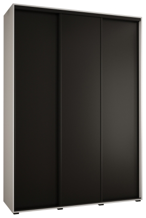 Гардероб Давос 1 с 3 плъзгащи врати с дълбочина 45 см бял и черен мат с черни дръжки с дължина 150, 160, 170, 180, 190 или 200 см