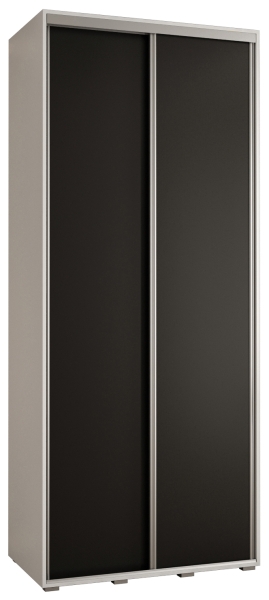 Гардероб Давос 1 с 2 плъзгащи врати с дълбочина 45 см бял и черен мат с дръжки сребро с дължина 100, 110, 120, 130 или 140 см