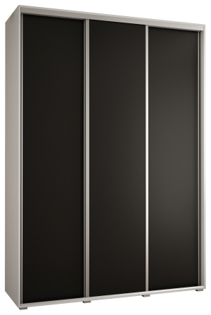 Гардероб Давос 1 с 3 плъзгащи врати с дълбочина 45 см бял и черен мат с дръжки сребро с дължина 150, 160, 170, 180, 190 или 200 см