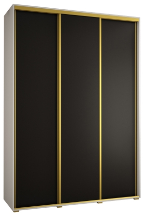 Гардероб Давос 1 с 3 плъзгащи врати с дълбочина 45 см бял и черен мат с дръжки злато с дължина 150, 160, 170, 180, 190 или 200 см