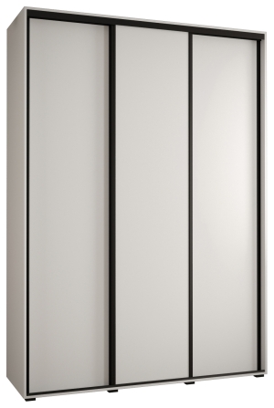 Гардероб Давос 1 с 3 плъзгащи врати с дълбочина 45 см бял мат с черни дръжки с дължина 150, 160, 170, 180, 190 или 200 см