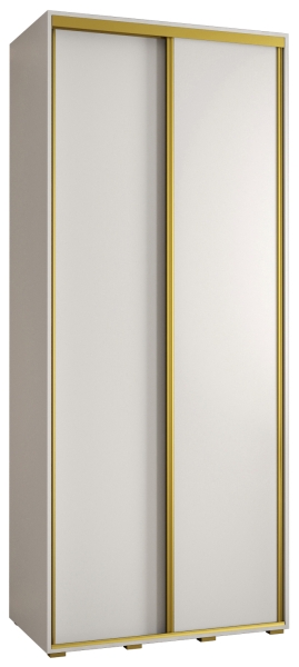 Гардероб Давос 1 с 2 плъзгащи врати с дълбочина 45 см бял мат с дръжки злато с дължина 100, 110, 120, 130 или 140 см