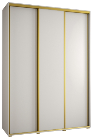 Гардероб Давос 1 с 3 плъзгащи врати с дълбочина 45 см бял мат с дръжки злато с дължина 150, 160, 170, 180, 190 или 200 см
