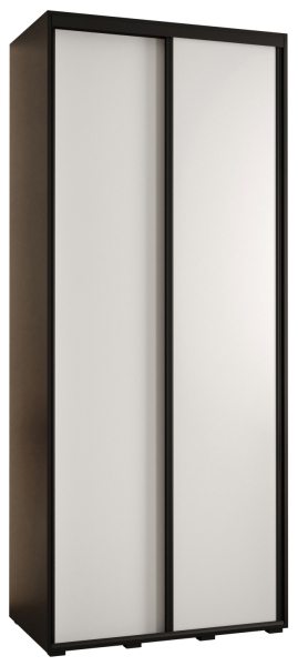 Гардероб Давос 1 с 2 плъзгащи врати с дълбочина 45 см черен и бял мат с черни дръжки с дължина 100, 110, 120, 130 или 140 см