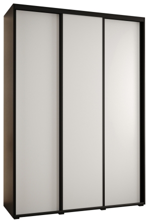 Гардероб Давос 1 с 3 плъзгащи врати с дълбочина 45 см черен и бял мат с черни дръжки с дължина 150, 160, 170, 180, 190 или 200 см