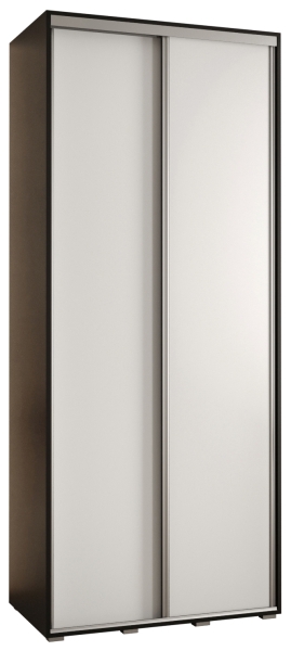 Гардероб Давос 1 с 2 плъзгащи врати с дълбочина 45 см черен и бял мат с дръжки сребро с дължина 100, 110, 120, 130 или 140 см