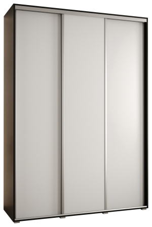 Гардероб Давос 1 с 3 плъзгащи врати с дълбочина 45 см черен и бял мат с дръжки сребро с дължина 150, 160, 170, 180, 190 или 200 см