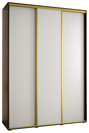Гардероб Давос 1 с 3 плъзгащи врати с дълбочина 45 см черен и бял мат с дръжки злато с дължина 150, 160, 170, 180, 190 или 200 см