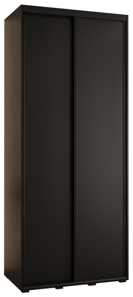Гардероб Давос 1 с 2 плъзгащи врати с дълбочина 45 см черен мат с черни дръжки с дължина 100, 110, 120, 130 или 140 см