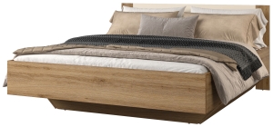 Легло Вертина с повдигащ механизъм за матрак с размер 160/200 или 180/200 см див дъб и пясъчно бежово