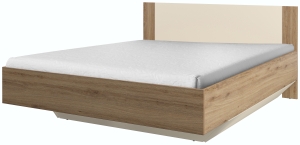 Спален комплект Вертина с избор на размер на легло и гардероб с 3 врати и огледало с дължина 179 см див дъб и пясъчно бежово