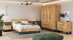 Спален комплект Хале с избор на размер на легло и гардероб с 4 врати и 2 чекмеджета с дължина 191 см дъб вотан