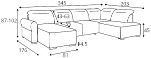 П-образен диван Каво I с избор на дамаска и посока