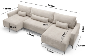 П-образен диван Лофт U с избор на дамаска