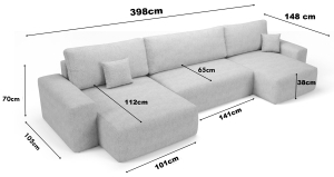 П-образен диван Сентор U с избор на дамаска