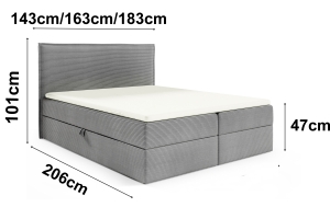Континентално легло Посо с ракла за съхранение за матрак с размери 140, 160, 180/ 200 см и избор на дамаска
